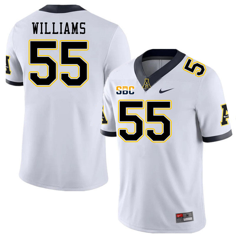 Men #55 Seth Williams Appalachian State Mountaineers College Football Jerseys Stitched Sale-White - Click Image to Close